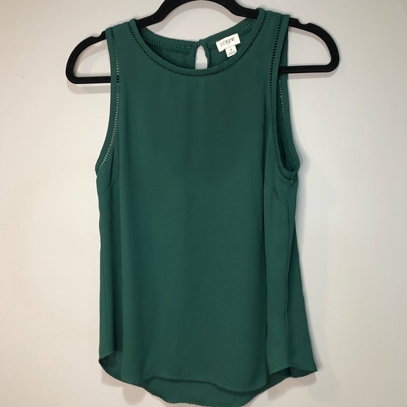 J. Crew Tops - J Crew Women's Dark Green Sleeveless Tank Top with Ladder Trim
